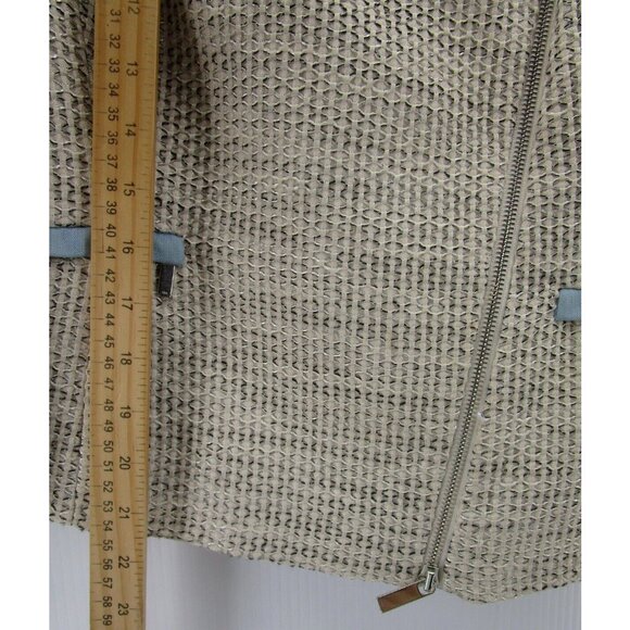 Karen Millen Jacket 10 White Motorcycle Biker Tweed Full Zip Crop * - Picture 3 of 14